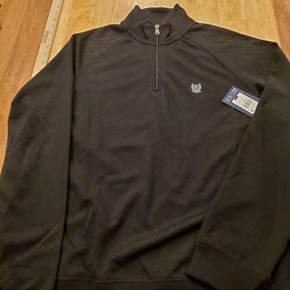 New With Tags Chaps Black Zip Mock Neck Sweatshirt Large - Picture 1 of 5